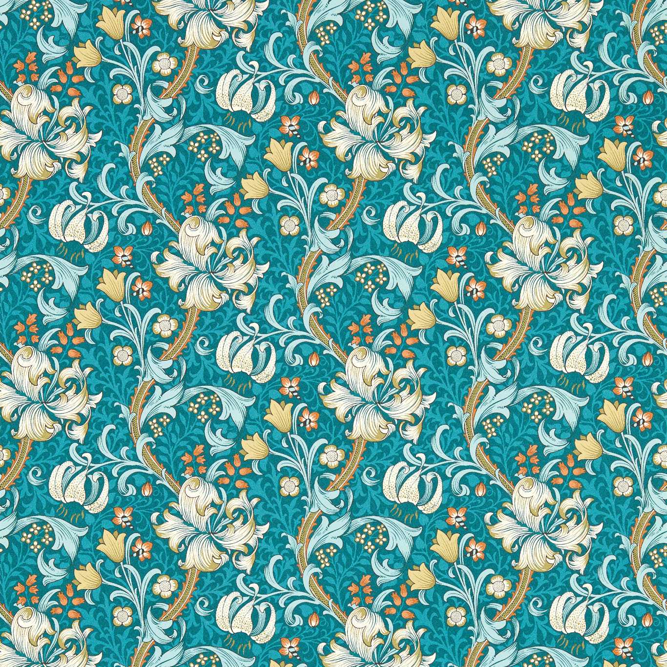 Clarke &amp; Clarke behang Golden Lily Teal W0174/03