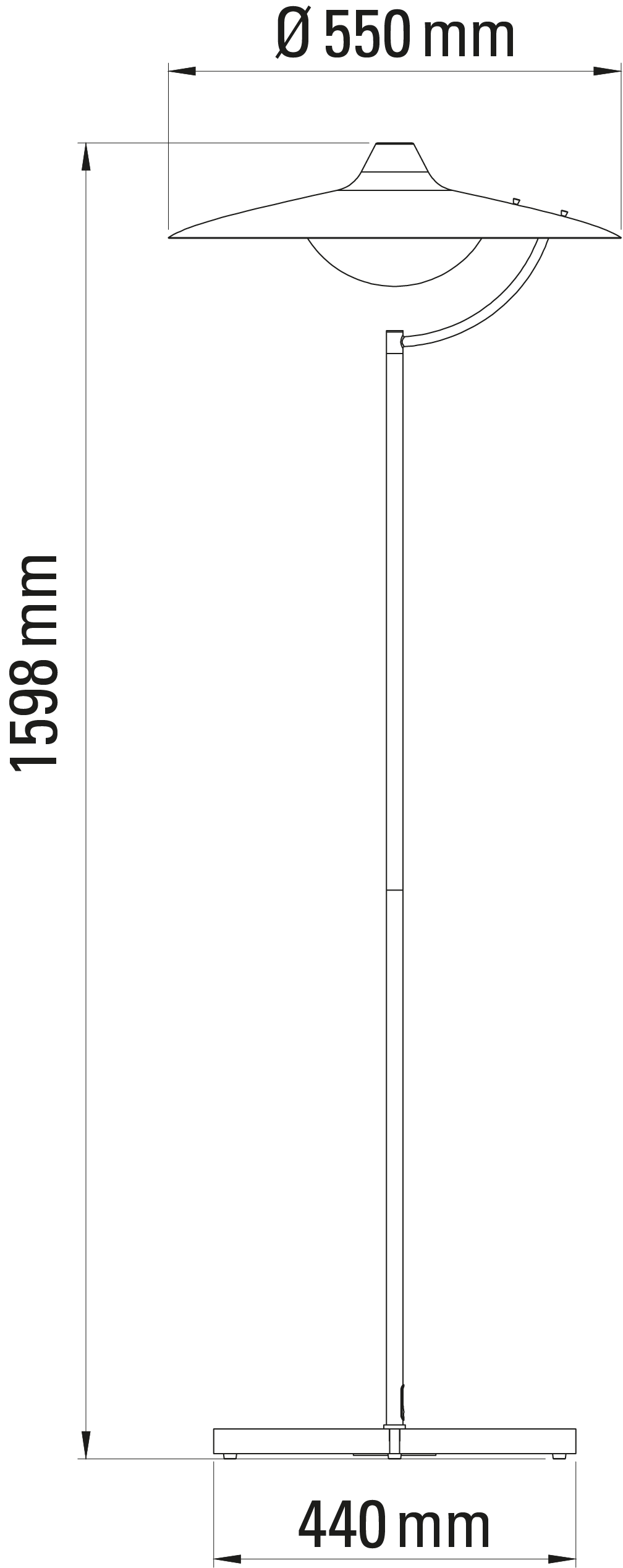 DCW éditions Biny vloerlamp maten