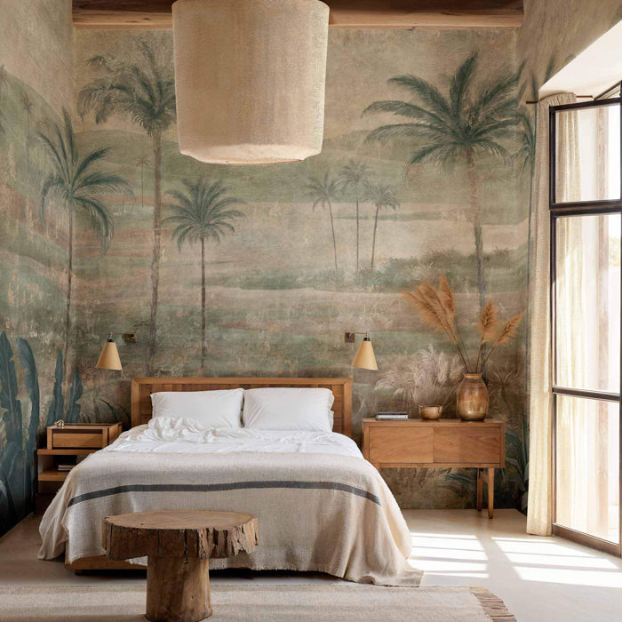 Coordonné behang Draa Palms Sage B00454