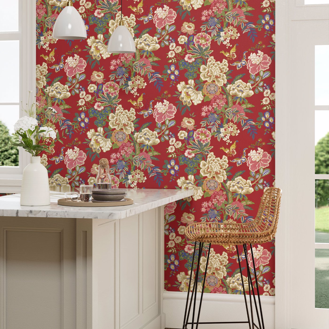 Sanderson Emperor Peony Cinnabar Red 217119