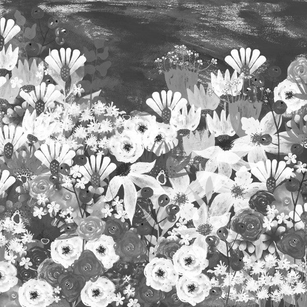 Les Dominotiers behang Jardin Fleuri Noir & Blanc - DOM3016