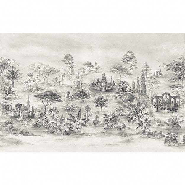 Les Dominotiers behang Jardin Italien Noir & Blanc - DOM3013