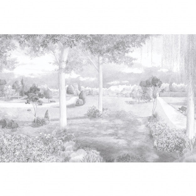 Les Dominotiers behang Jardin Public Noir & Blanc - DOM3003