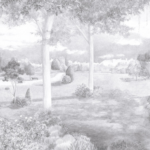 Les Dominotiers behang Jardin Public Noir & Blanc - DOM3003