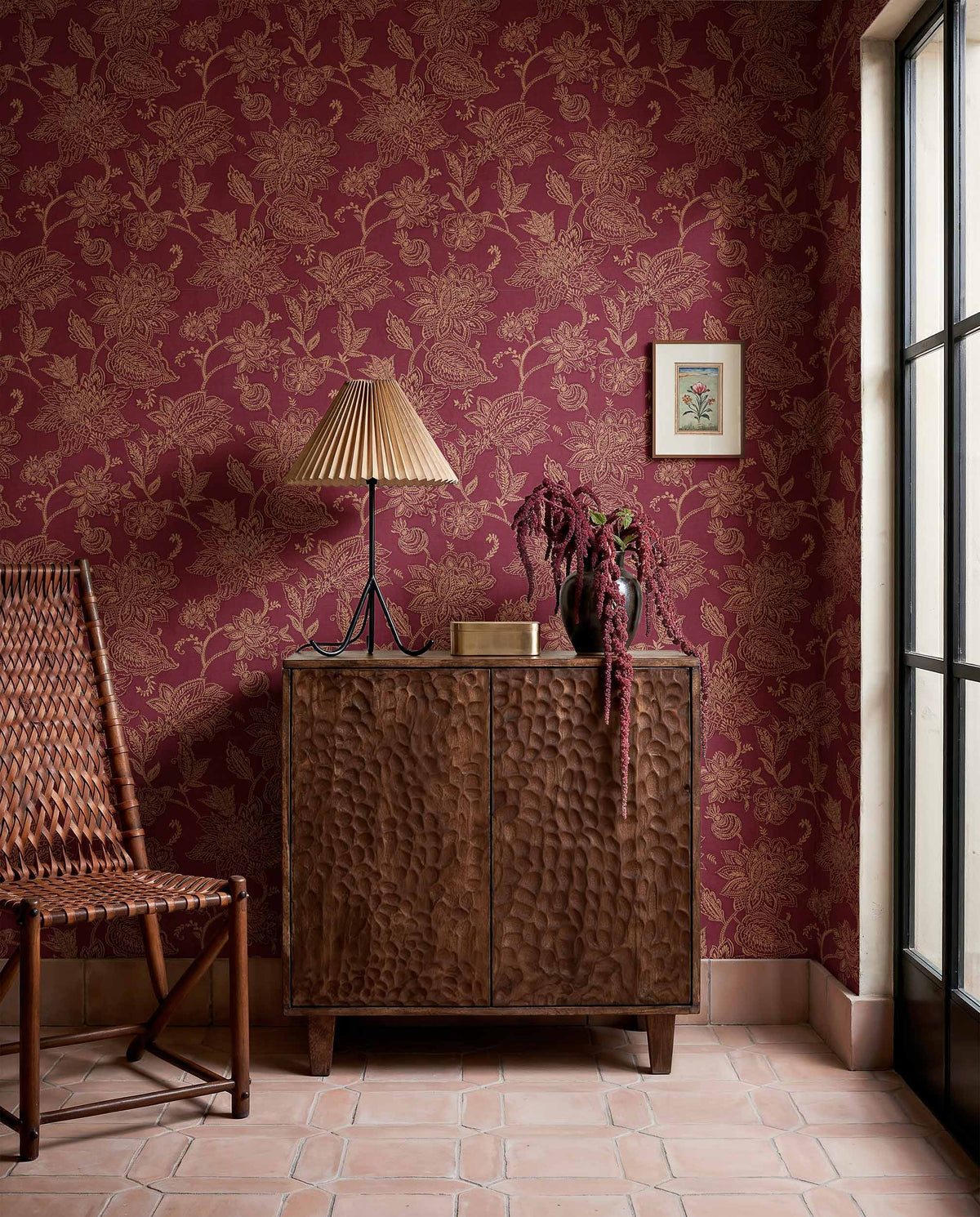 Coordonné behang Kashmir Vermillion D00420B
