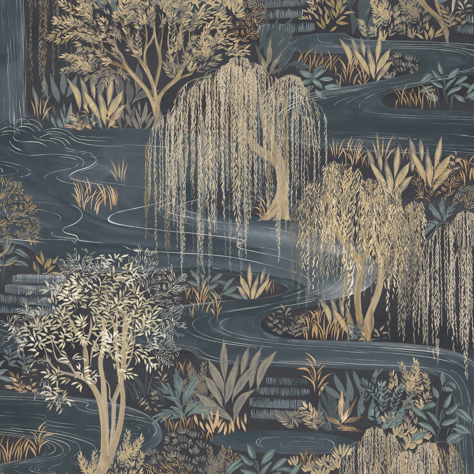 Les Dominotiers Water Garden Brown detail