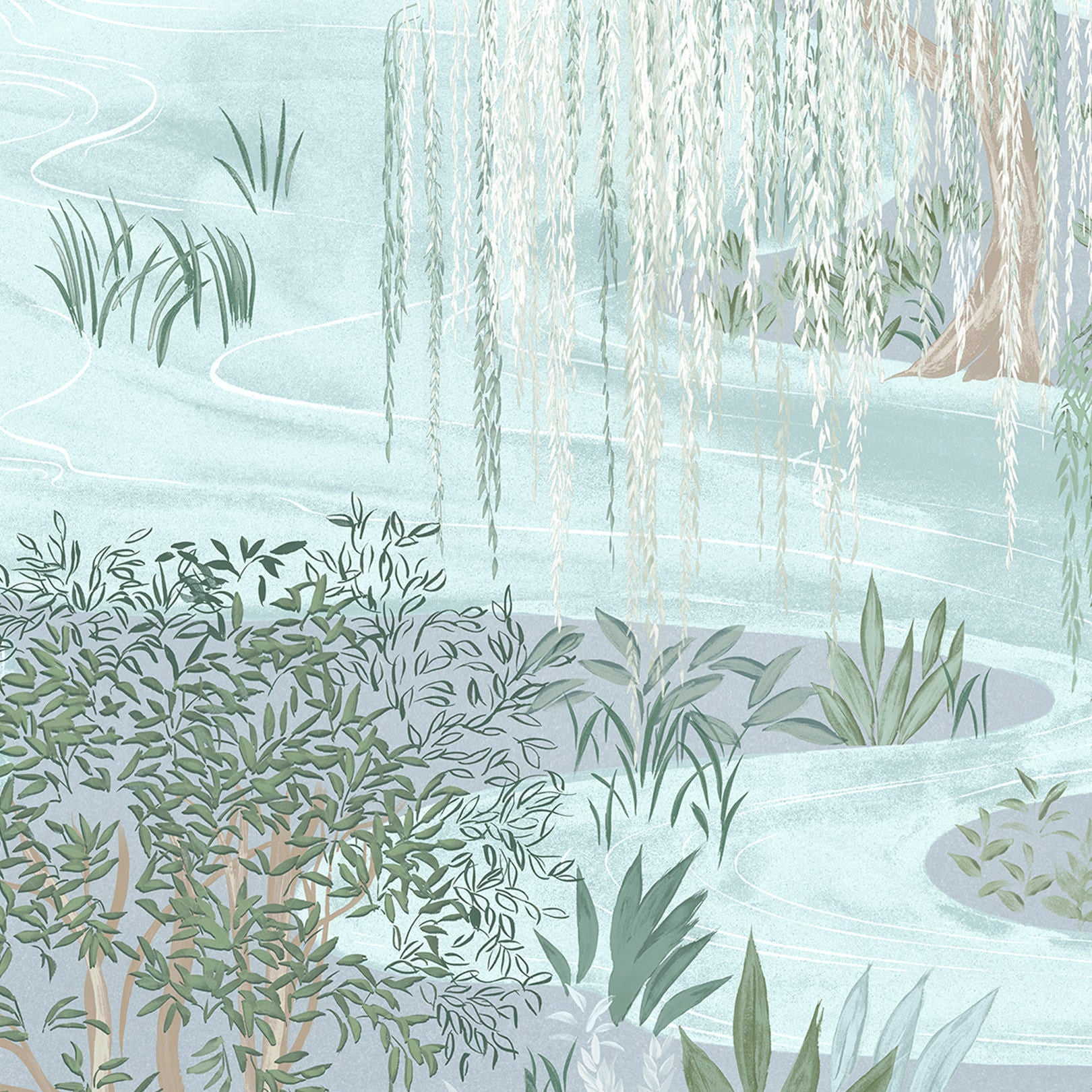 Les Dominotiers Water Garden Pale Blue interieur