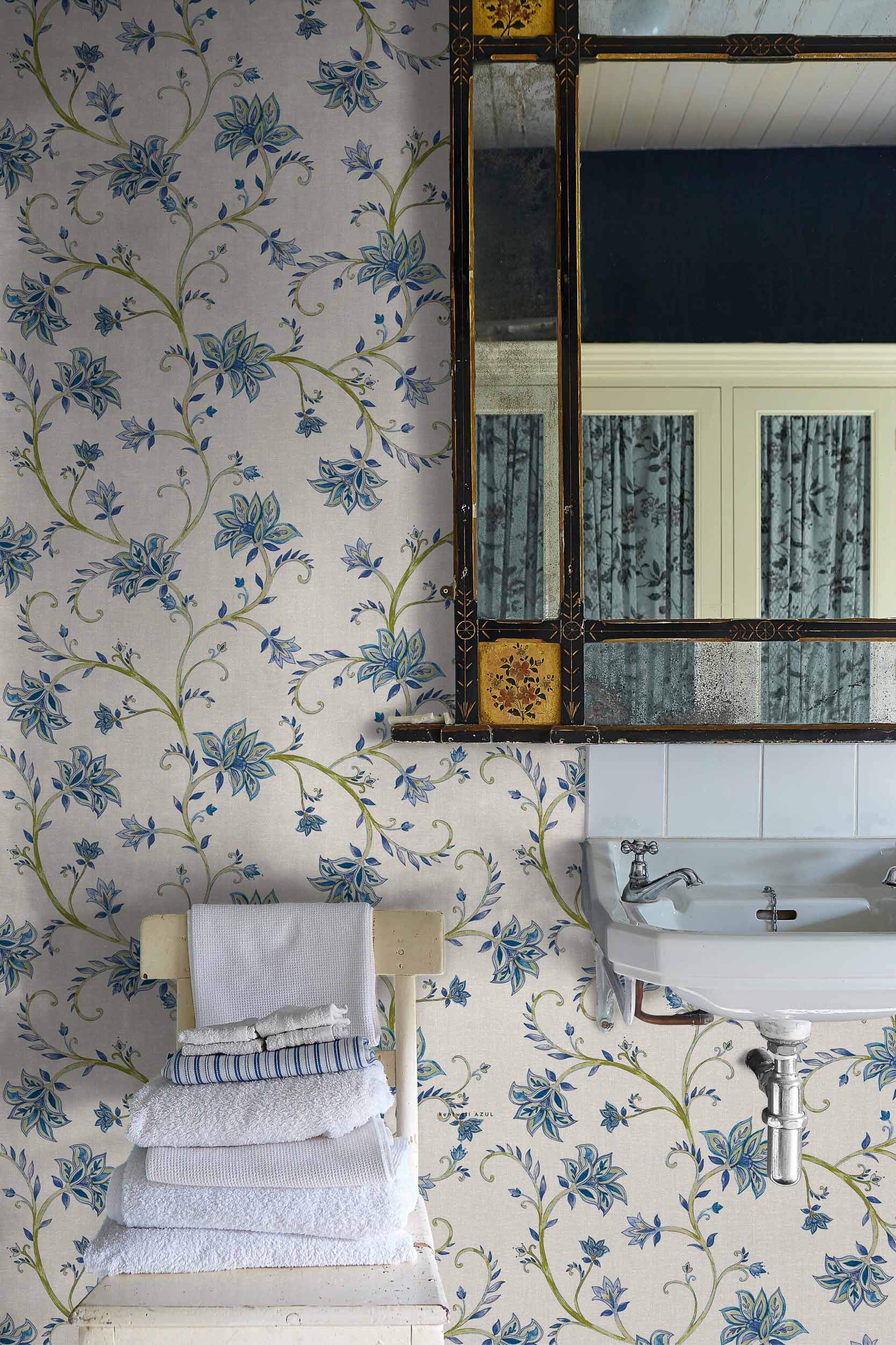 Coordonné behang Lily Blue B00332