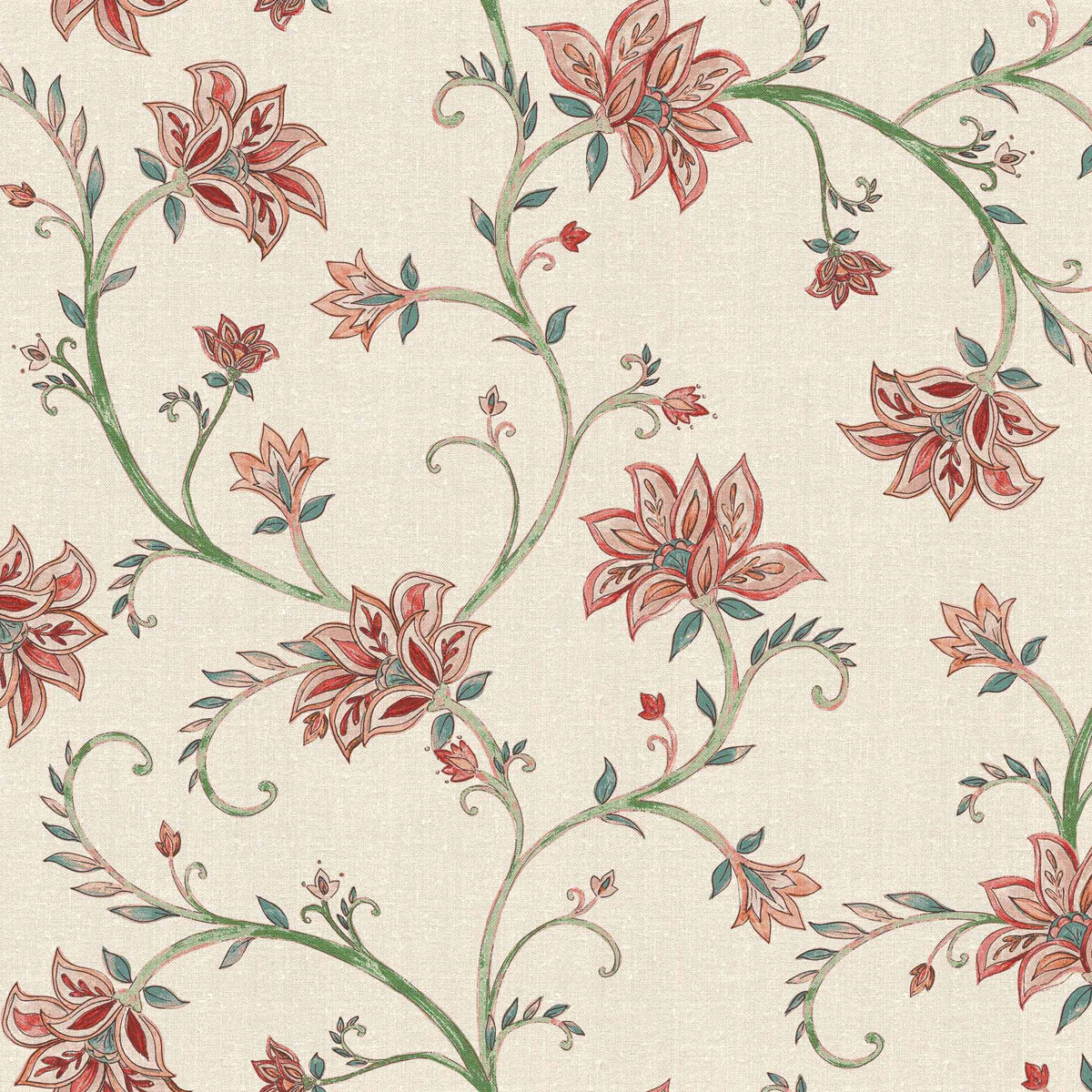Coordonné behang Lily Red B00333