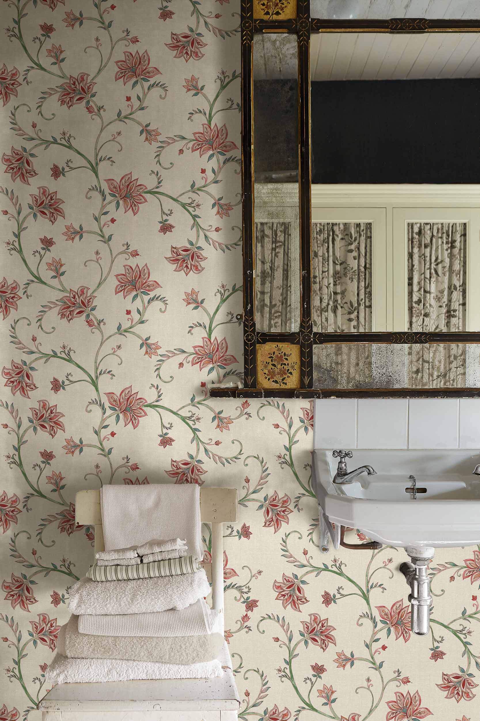 Coordonné behang Lily Red B00333