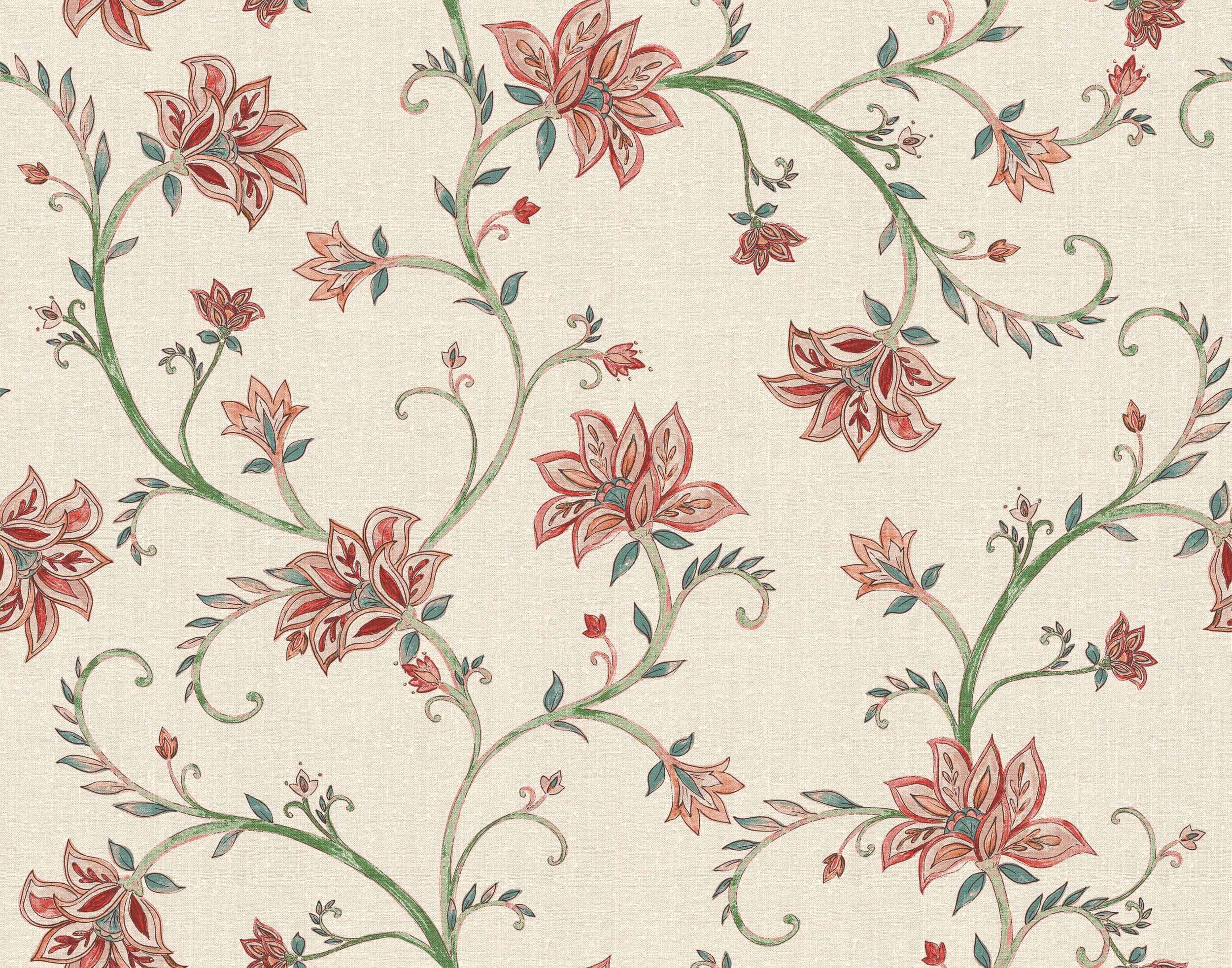 Coordonné behang Lily Red B00333