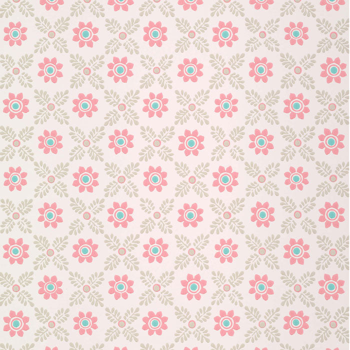 Little Greene Behang Ditsy Block - Carmine