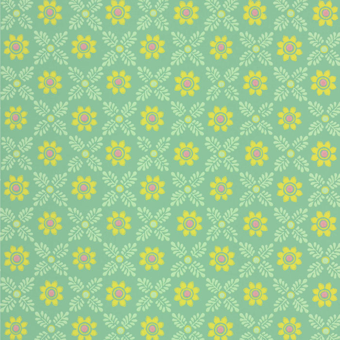 Little Greene Behang Ditsy Block - Green Verditer