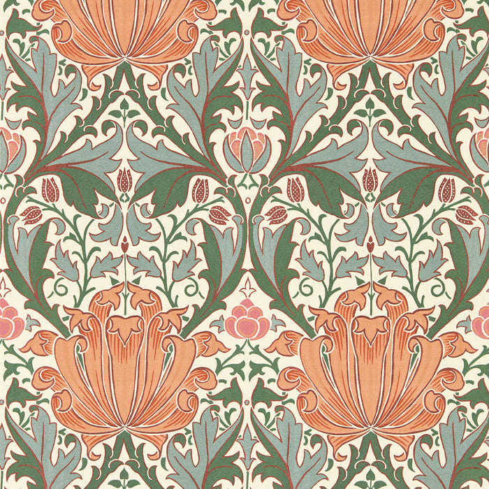 Morris and Co behang Helena Peach/Teal 217361