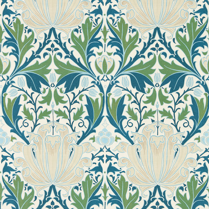 Morris and Co behang Helena Indigo/Forest 217360