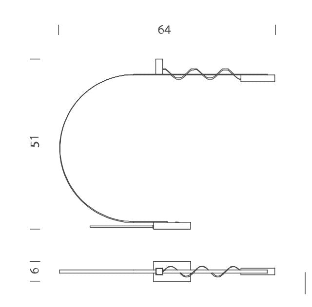 Nemo Cupido tafellamp technische tekening afmetingen H66 B51 D7.5 cm