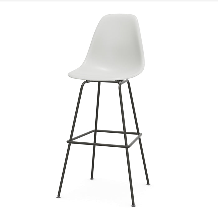 Vitra Eames plastic stool RE hoog met gepoedercoat onderstel