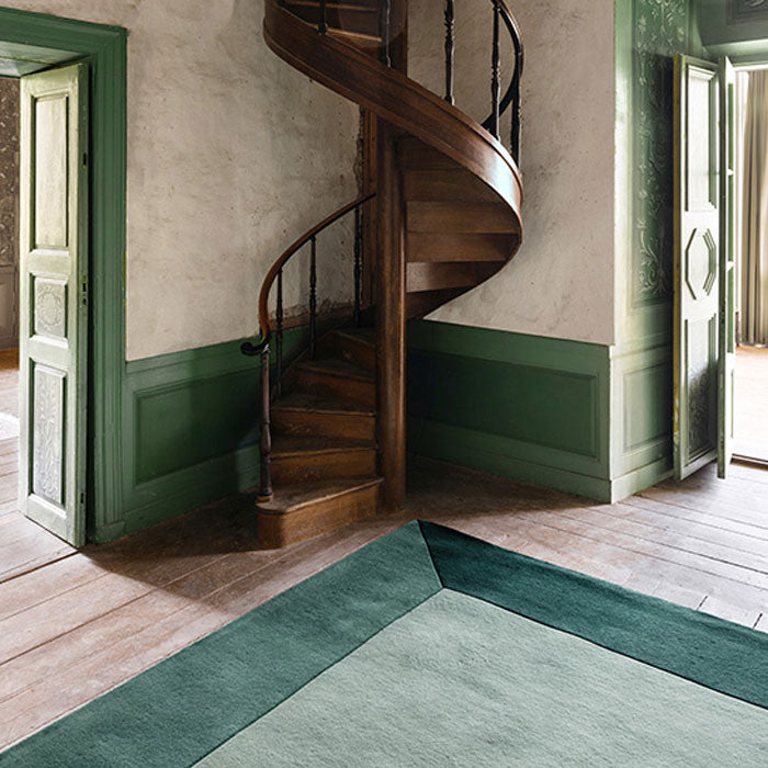 Layered Teklan Box wool vloerkleed Greens trap