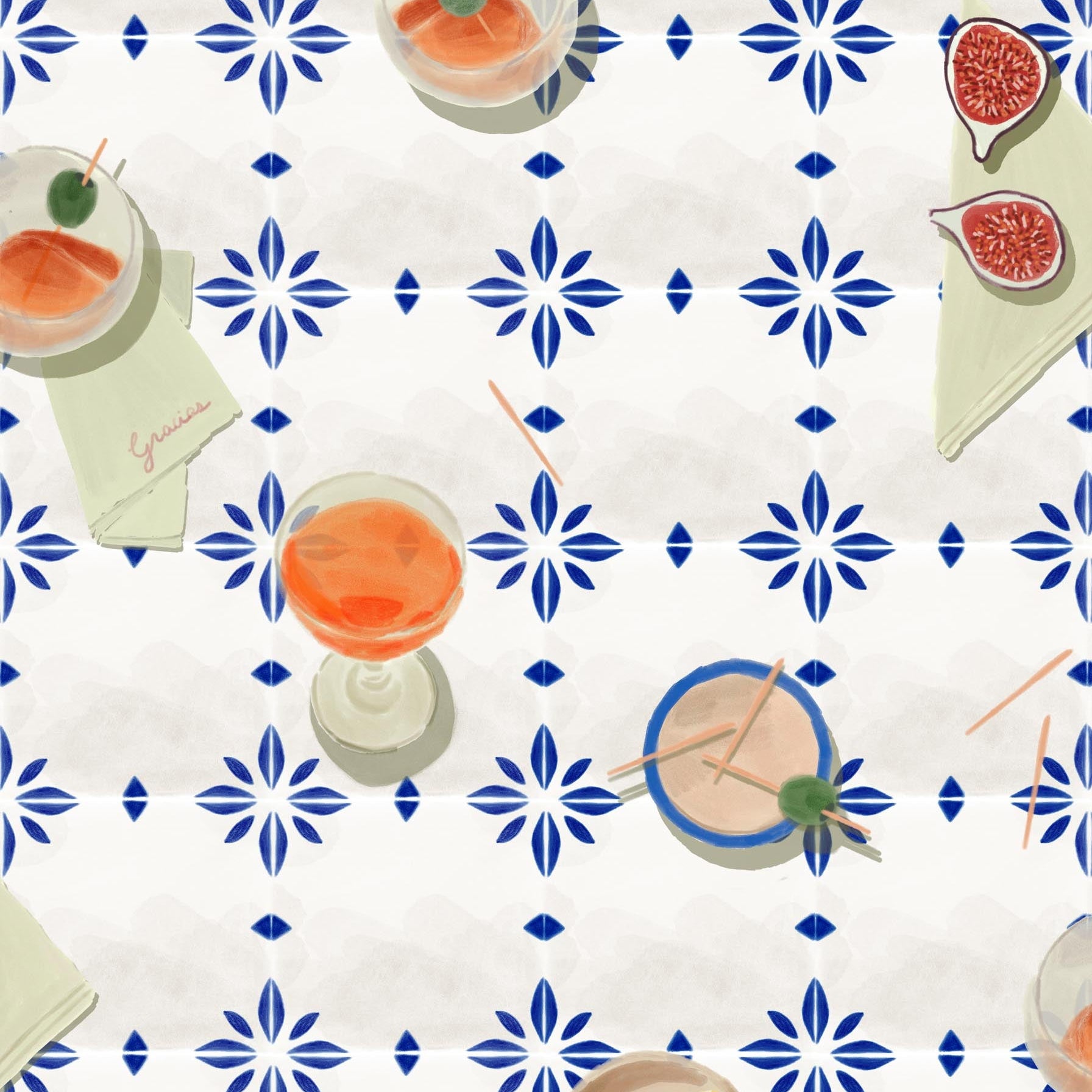 Tres Tintas behang Vermut Cobalt SO5202-2