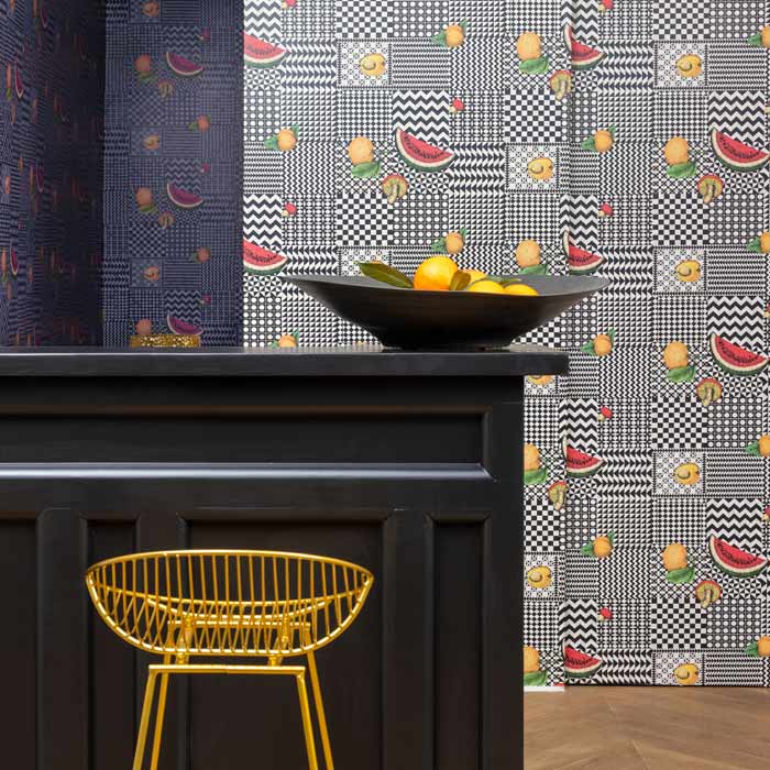 Cole and Son behang Frutta e Geometrico Black, White & Multi 123/6027