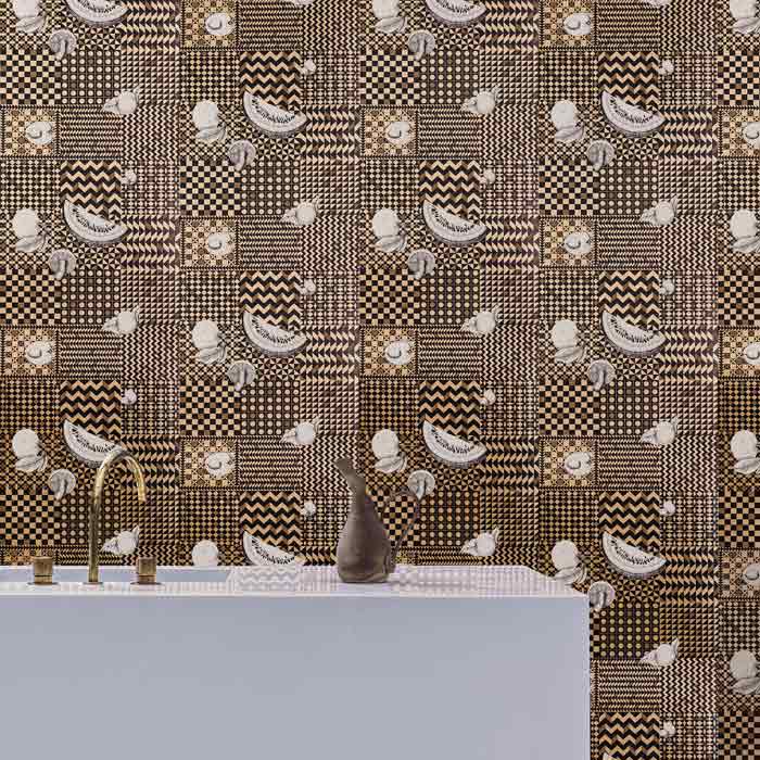 Cole and Son behang Frutta e Geometrico Black, White & Gold 123/6031
