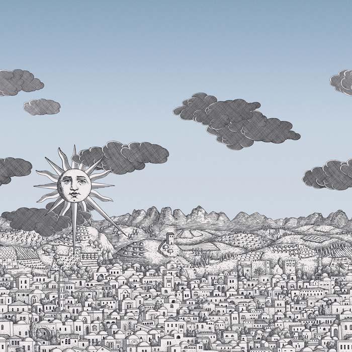 Cole and Son behang Vista Mediterranea Blue Ombre Sky 123/3014