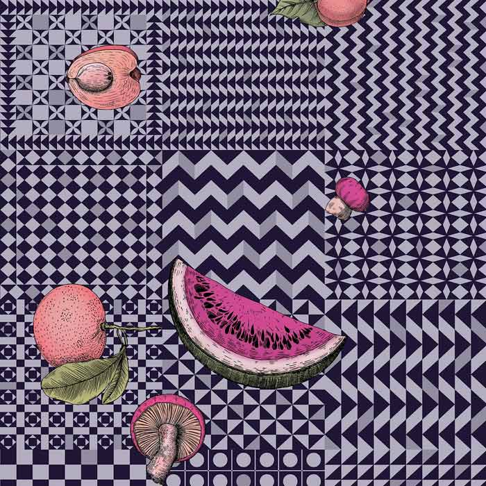 Cole and Son behang Frutta e Geometrico Magenta and Ink 123/6028