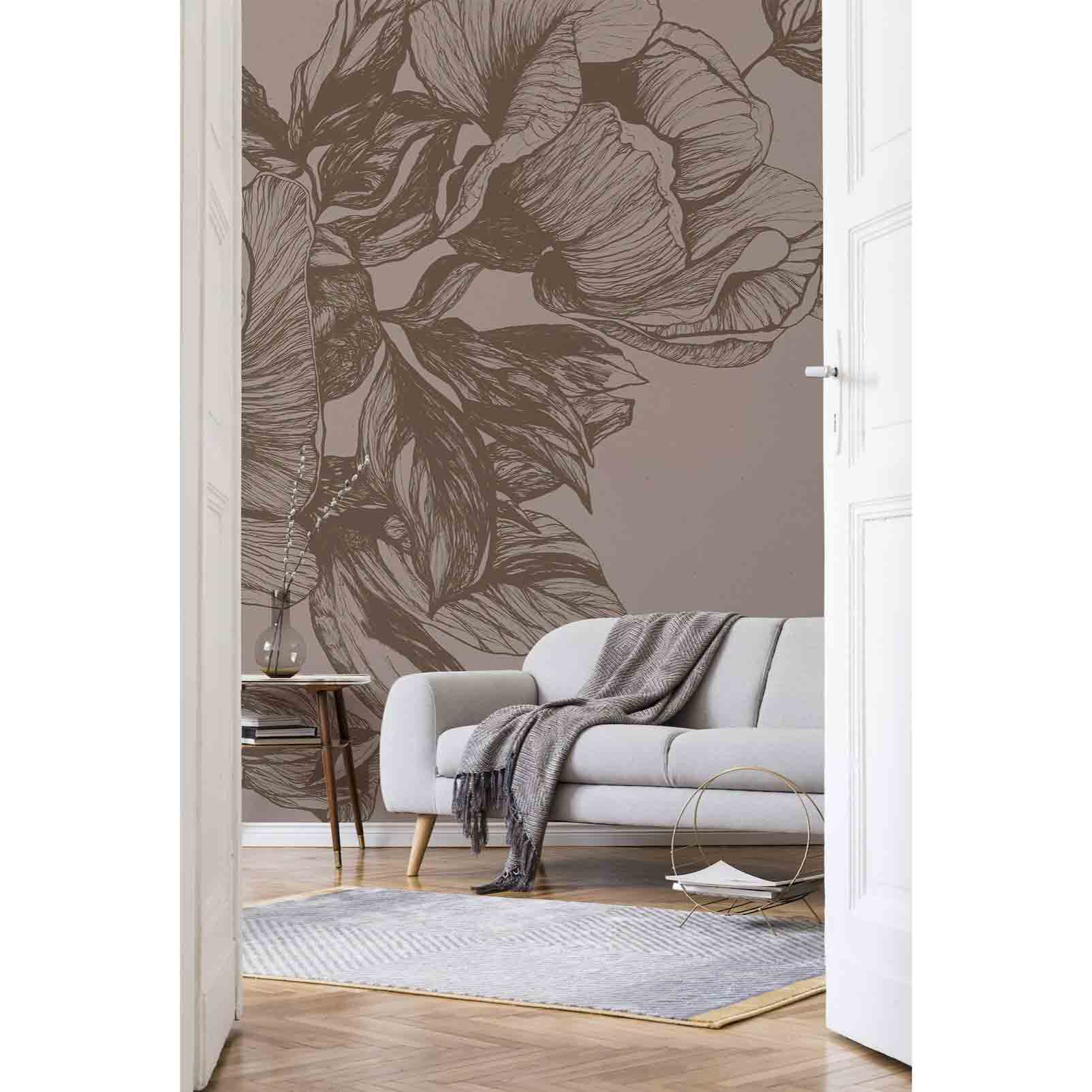 Coordonné Giant Peonies Cacao 9500703