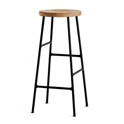 Hay Cornet Bar stool solid oiled oak seat black steel base