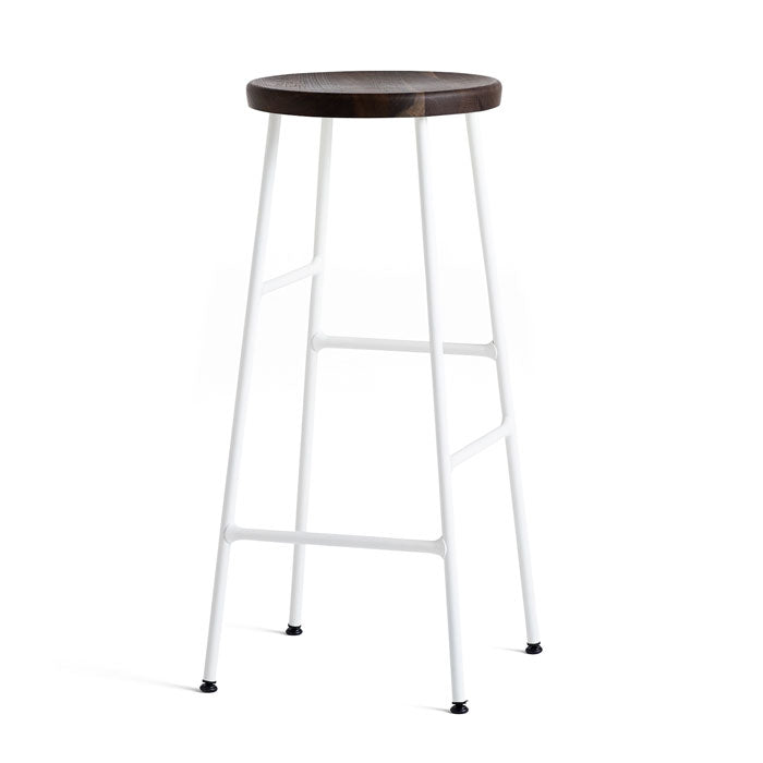 Hay Cornet Bar stool solid smoked oak seat cream