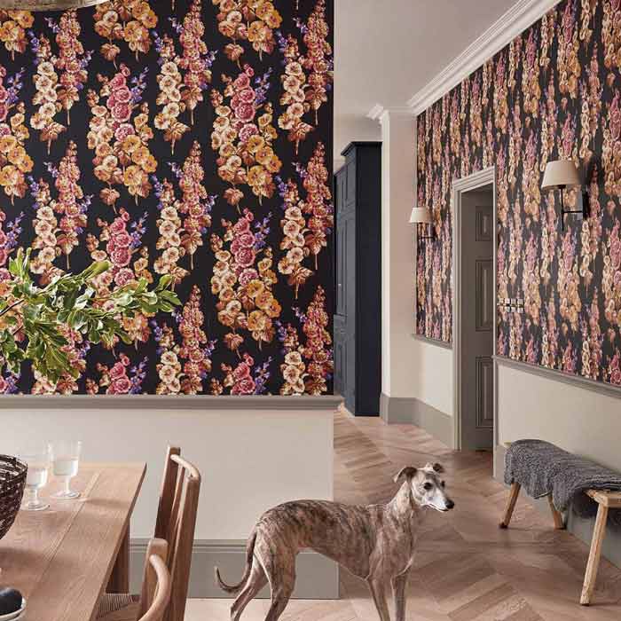 Sanderson Hollyhocks Copper/Rhodera 217032