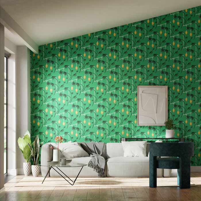 Harlequin behang Kimiko Bottle Greene/Chartreuse 112938