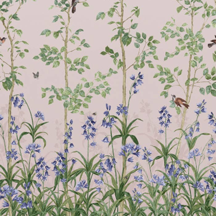 Little Greene Behang Bird & Bluebell China Clay