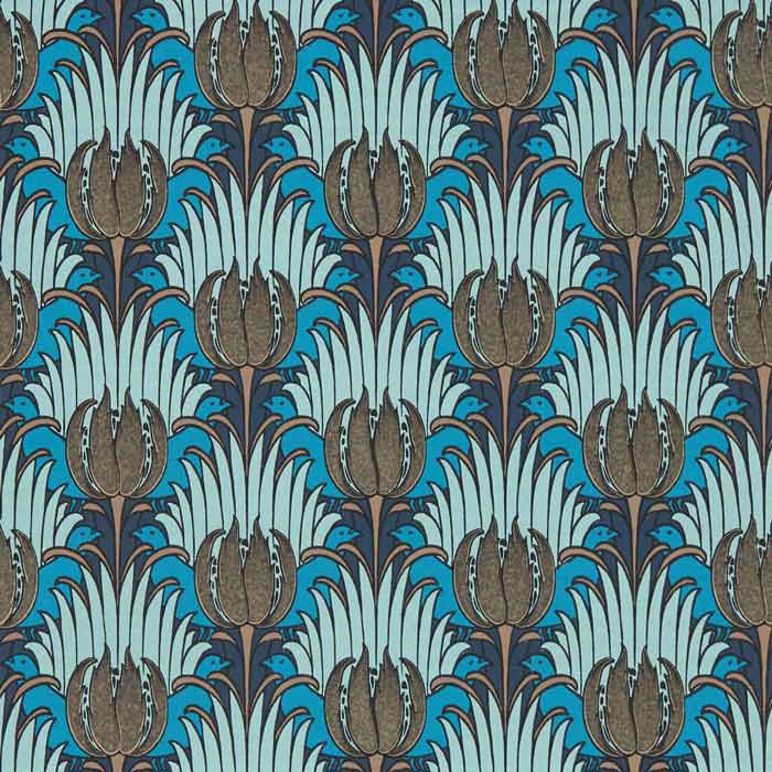 Morris and Co archive tulip and bird Sea opal wallpaper ARC510017