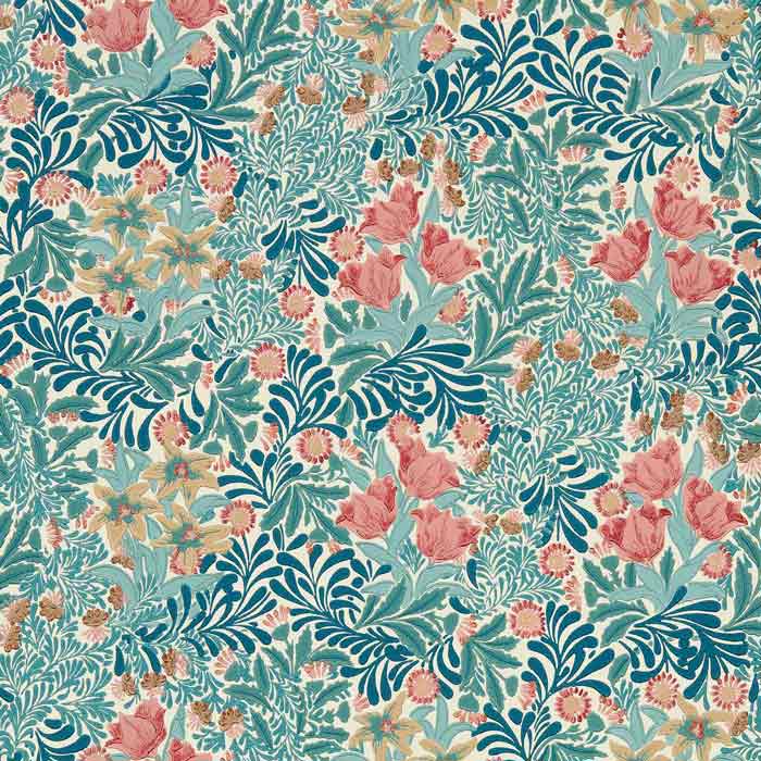 Morris and Co behang Bower Indigo Barbed Berry 217203