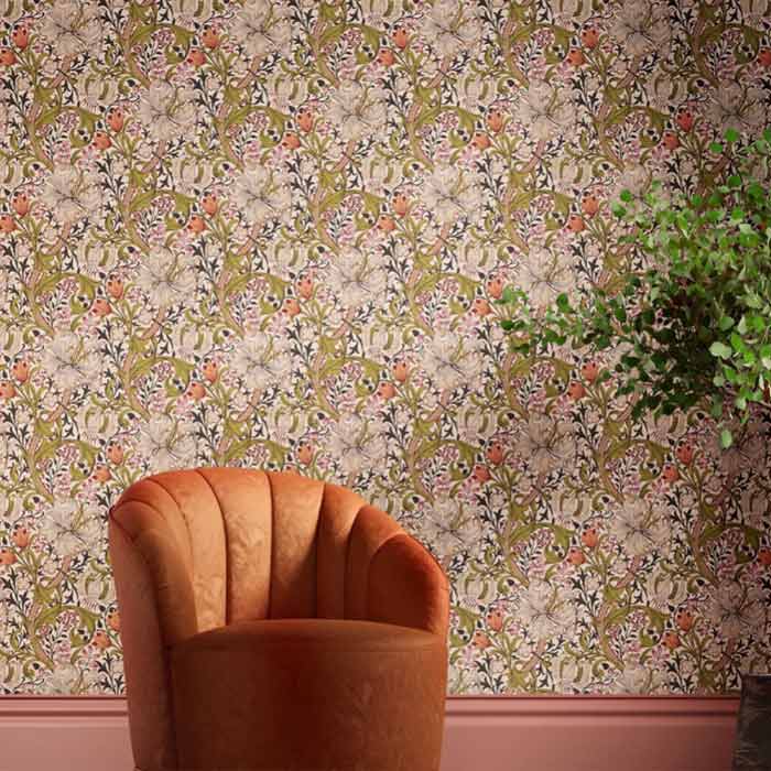 Morris and Co behang Golden Lily Espresso 510015