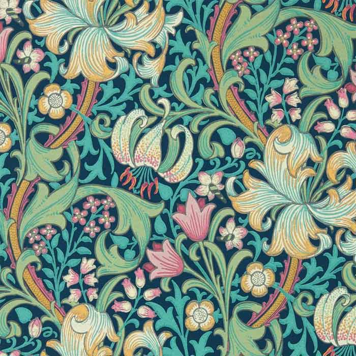 Morris and Co behang Golden Lily Galactic ink 510007