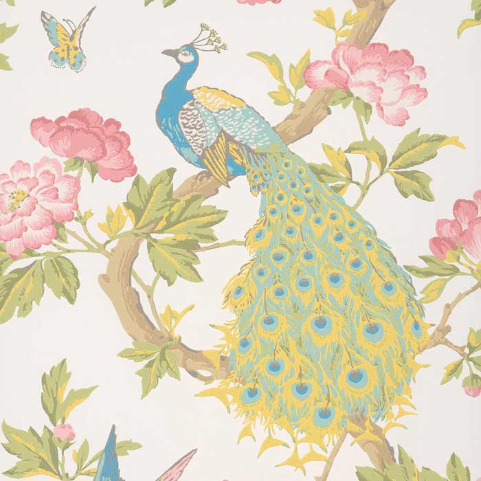 Little Greene Behang Pavona blanche
