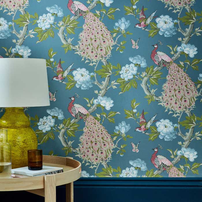 Little Greene Behang Pavona blanche