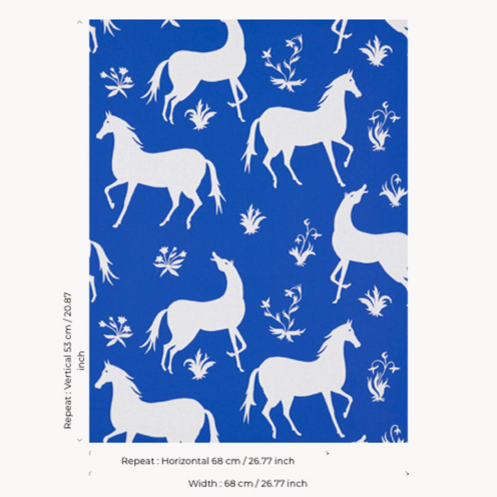 Pierre Frey behang Les cavales Bleu FP776003 afmetingen