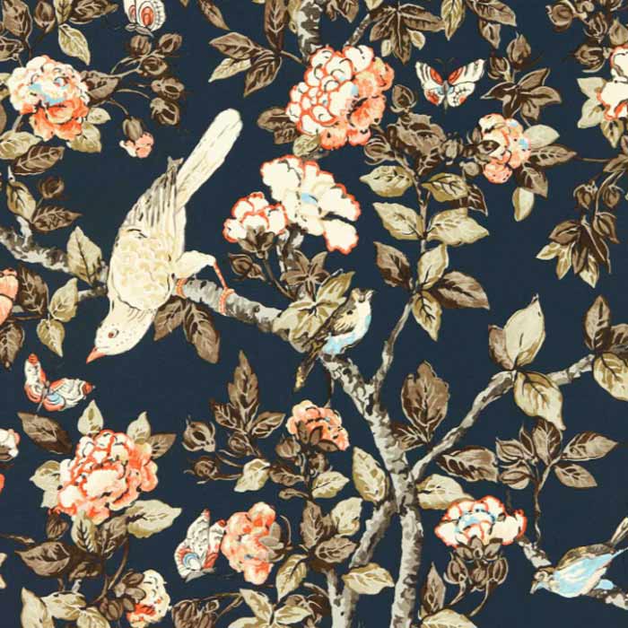 Sanderson Caverley Indigo Blue/ Rowan Berry 217037