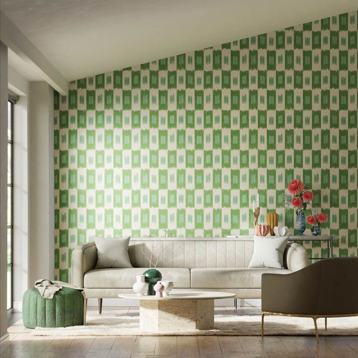 Harlequin behang Shiruku Emerald/Forest/Silver Willow 112921