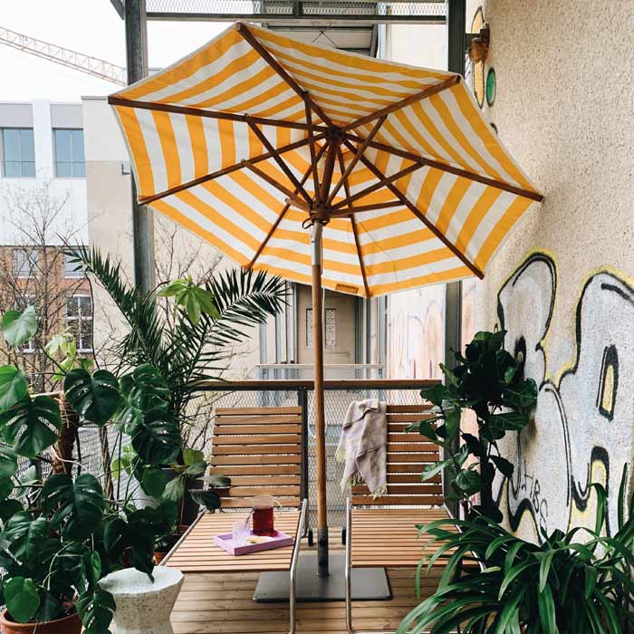Weishäupl Klassiek parasol Block stripes geel wit