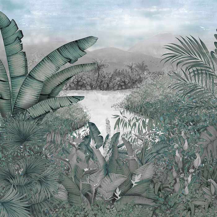 Coordonné behang Neocolonial Blue 8800111