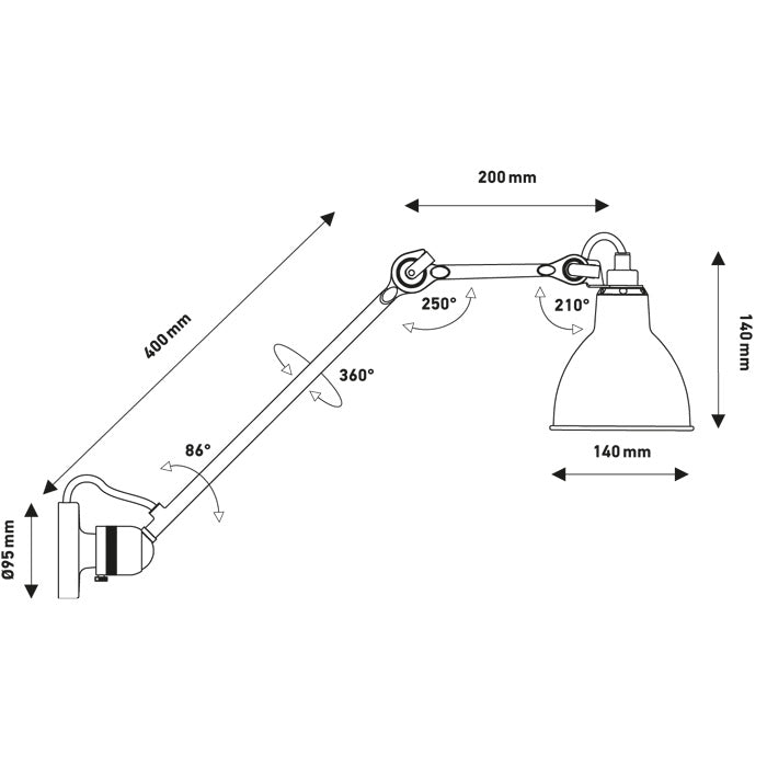 DCW éditions Lampe Gras N304 L40 wand/plafondlamp