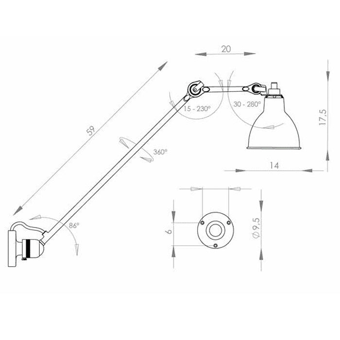 DCW éditions Lampe Gras N304 L60 wandlamp