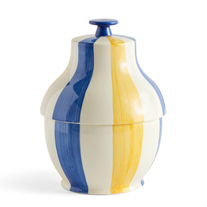 hay-Stripe-Cookie-Jar-blue-and-yellow