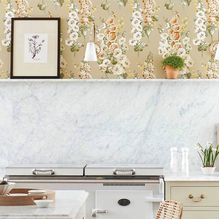 Sanderson Hollyhocks metallic/tan 217034