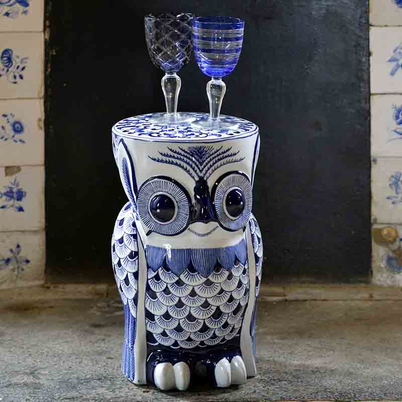 Pols Potten Stool owl flower blue