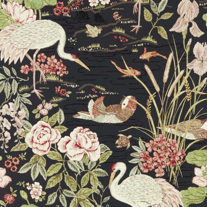 Sanderson Crane & Frog ink Black/multi 217123